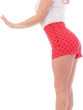 Steady High-Waist Red Polka Dot Women's stretchy rockabilly pinup  Shorts